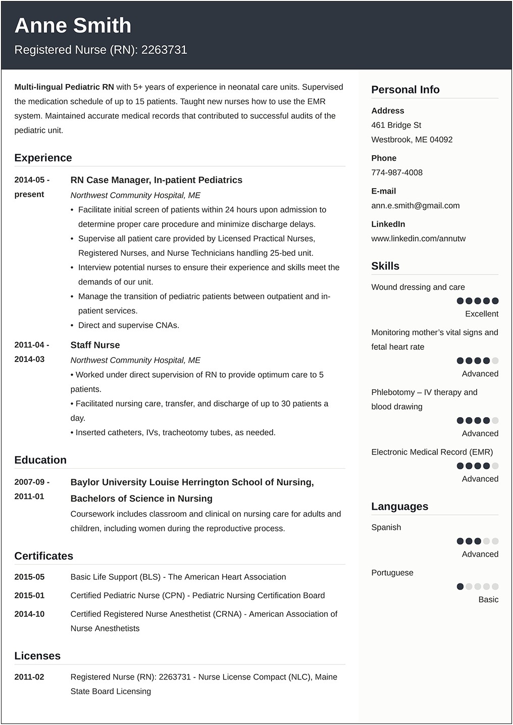 Example Of Good Resume Template