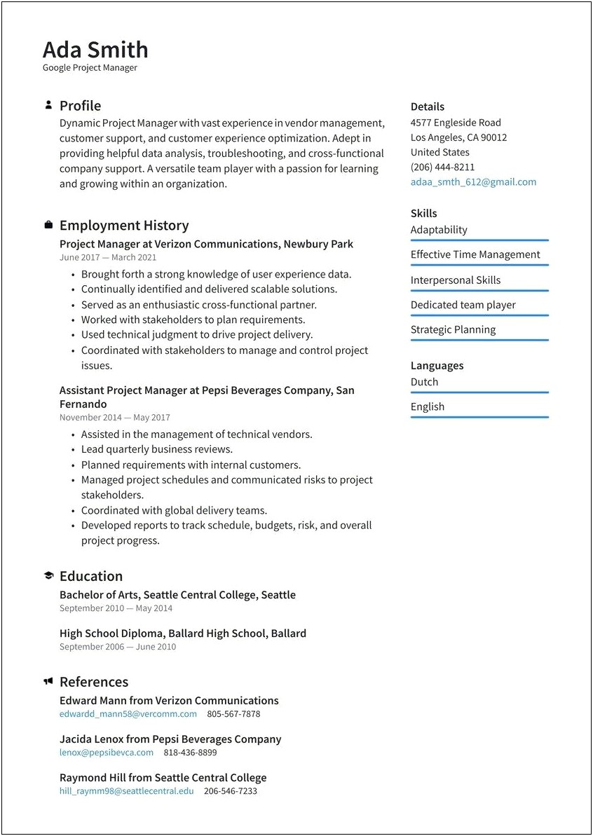 Example Of Good Resume With Picture