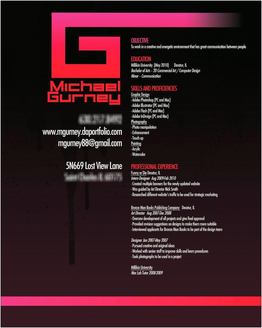 Example Of Graphic Publisher Resume
