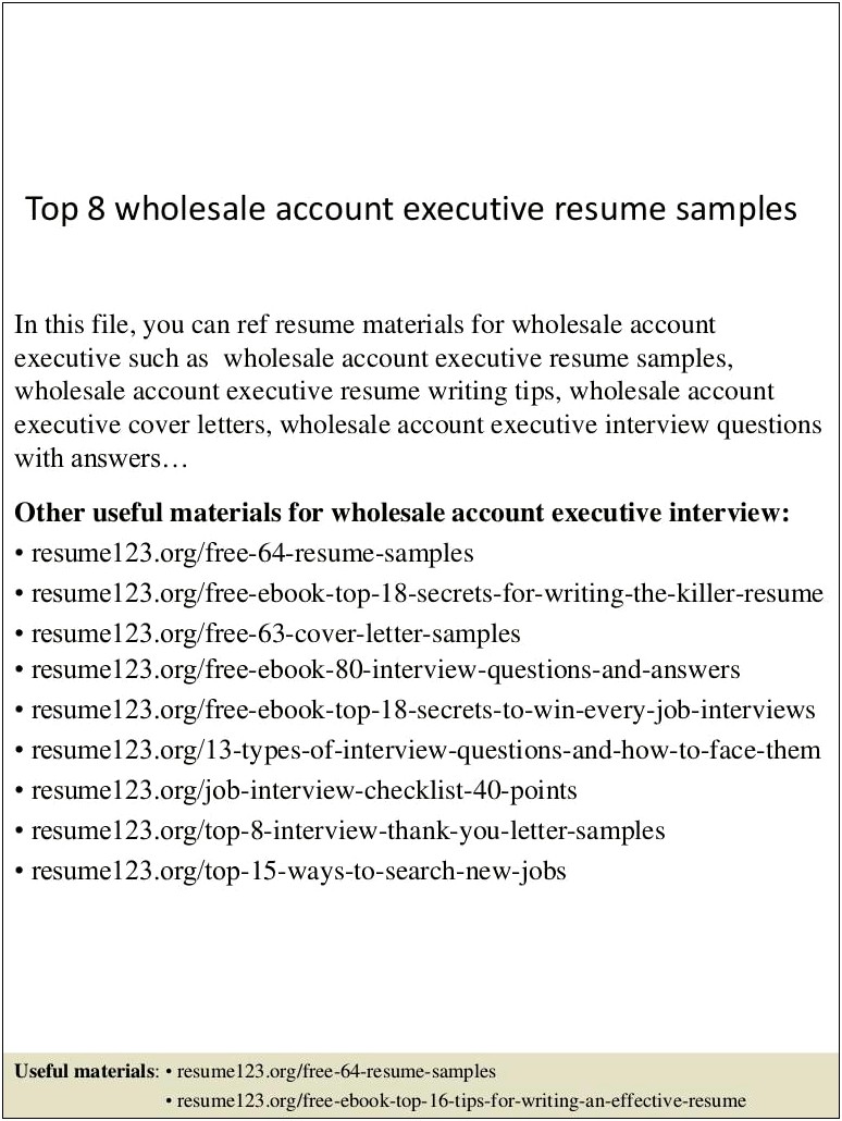 Example Of Great Resume Accoun Executive