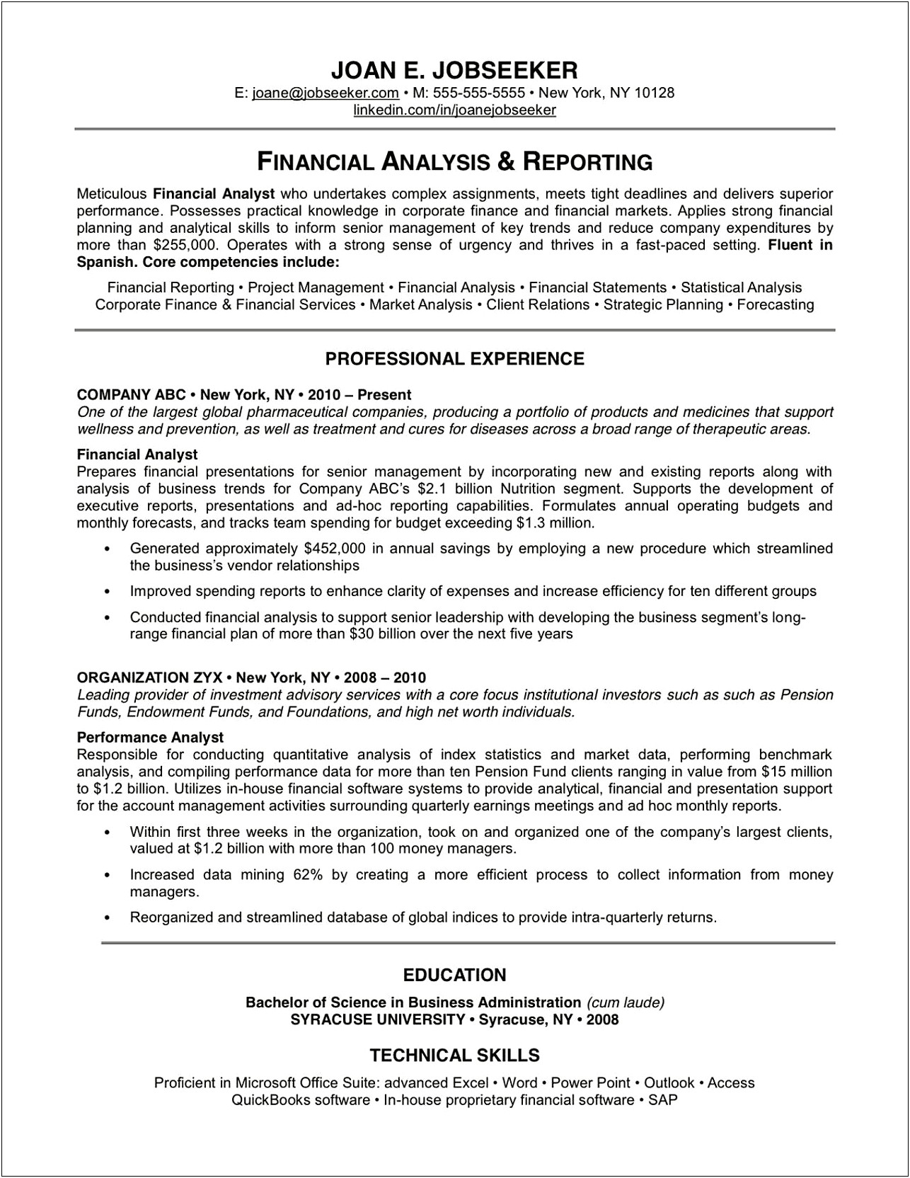 Example Of Great Summary For Resume