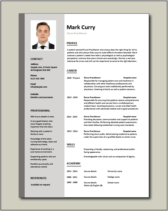 Example Of Healthcare Professional Resume