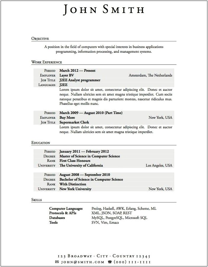 Example Of It Student Resume
