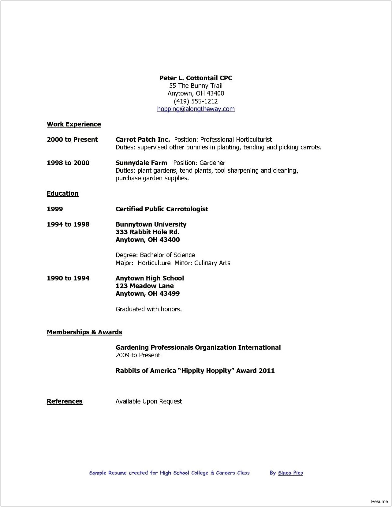 Example Of Job Resume For High School Student