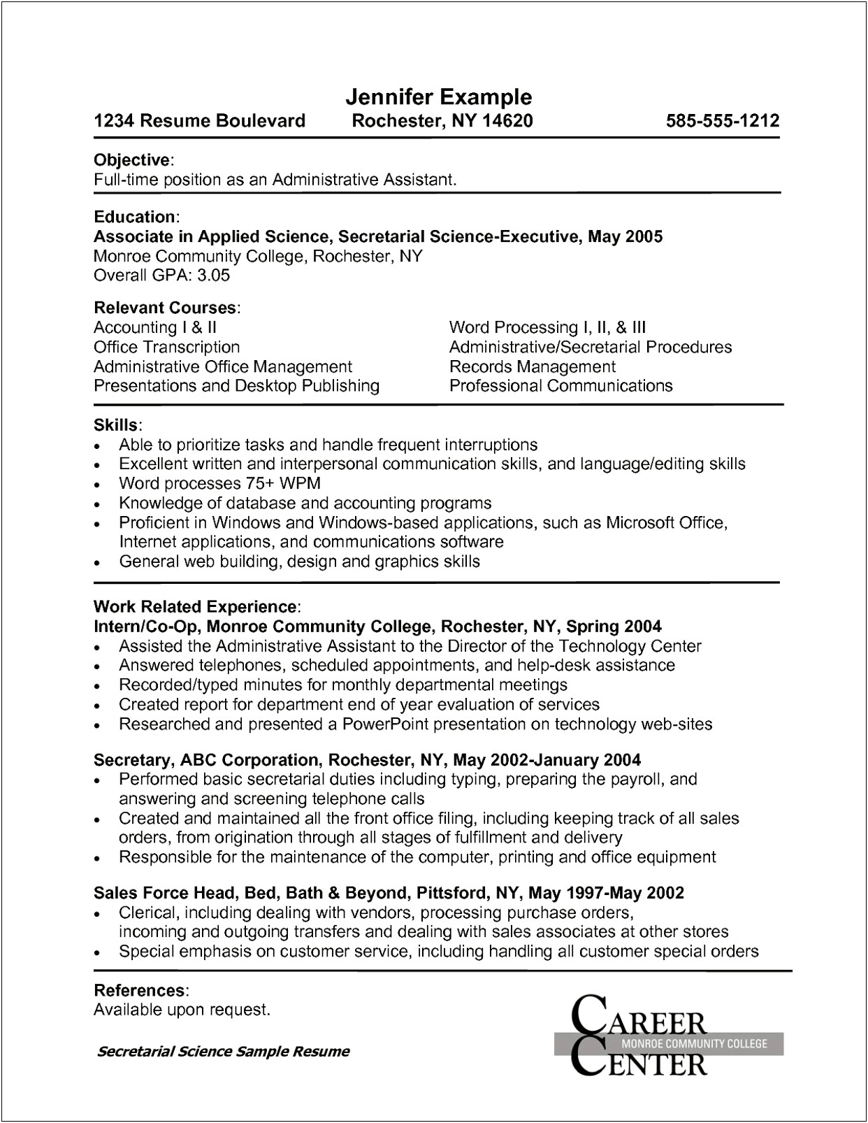 Example Of Objective For Office Work On Resume