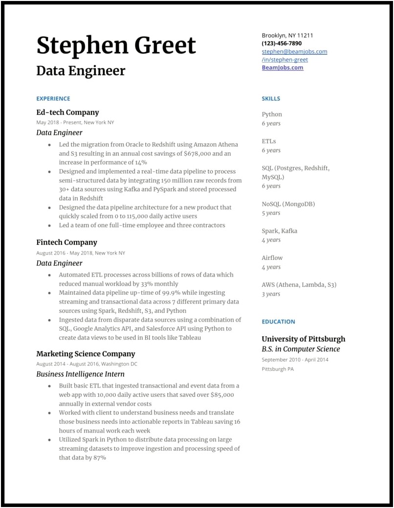Example Of Perfect Engineering Resume