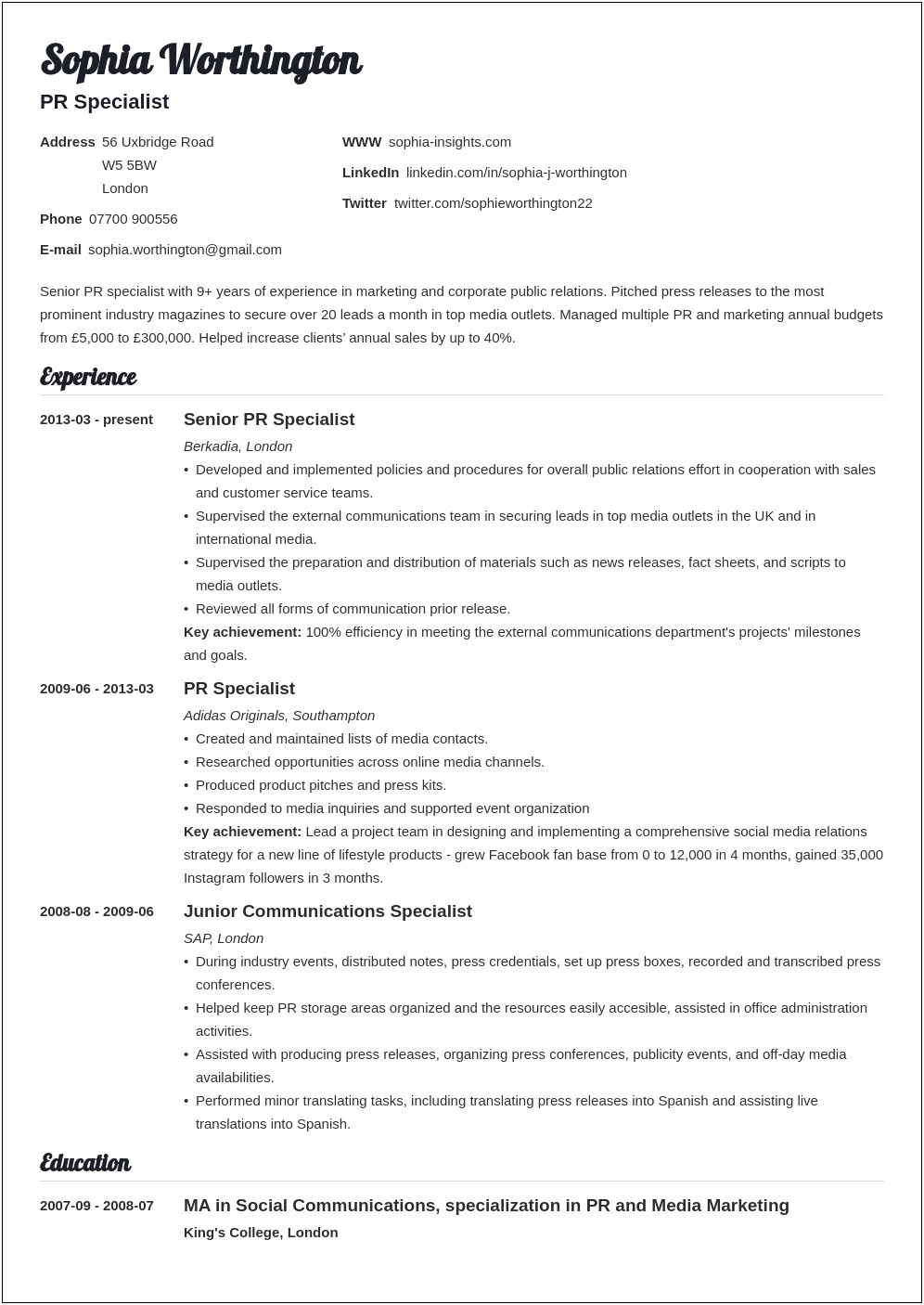 Example Of Personal Strength In Resume