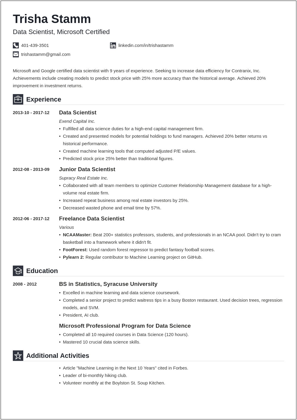 Example Of Political Science Resume