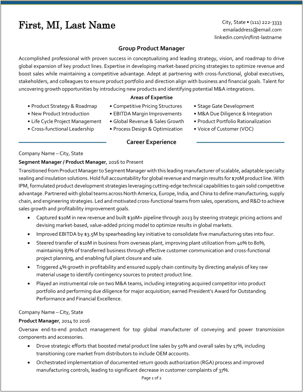 Example Of Professional Resumes Formatting