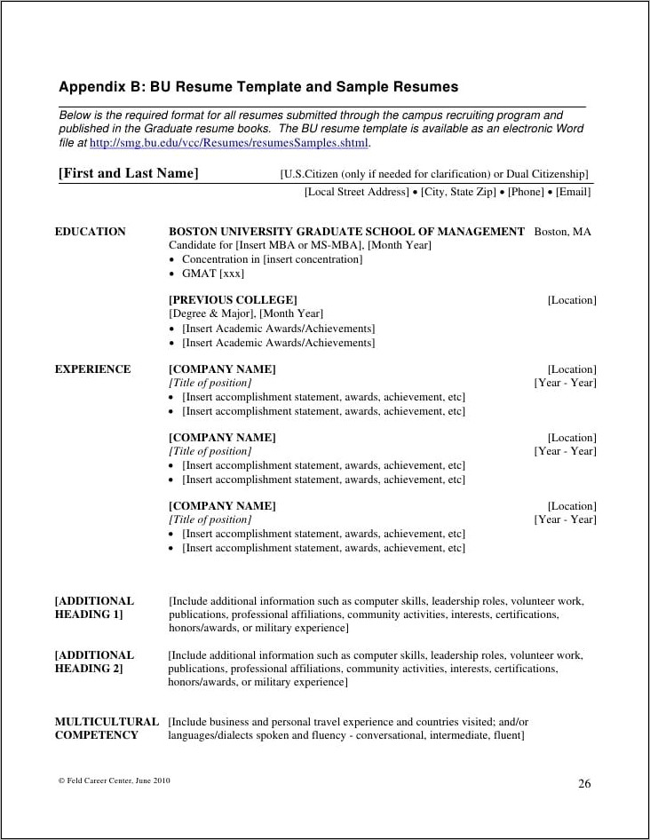 Example Of Resume Additional Information