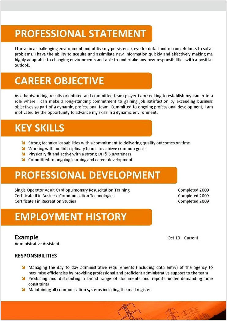 Example Of Resume And Objective With No Experience