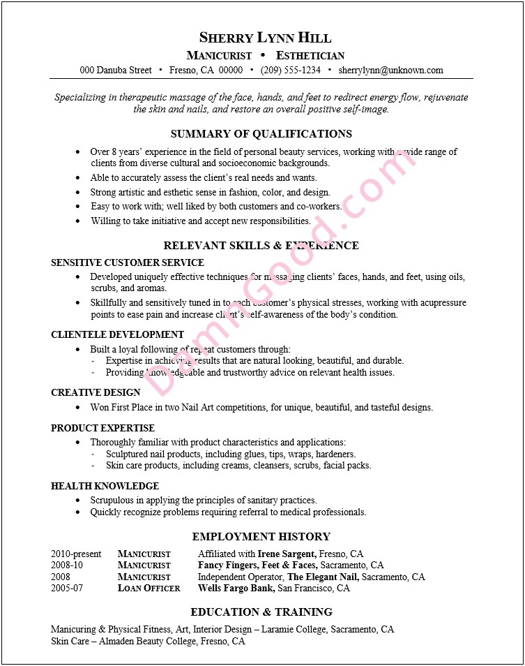 Example Of Resume Education Without College Degree