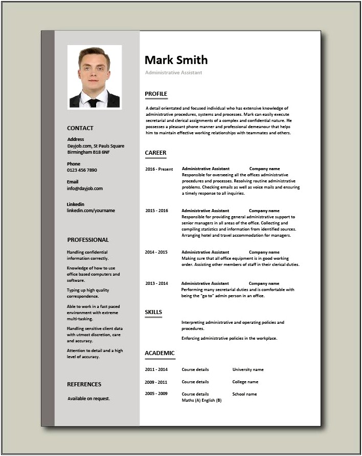 Example Of Resume Executive Assistant