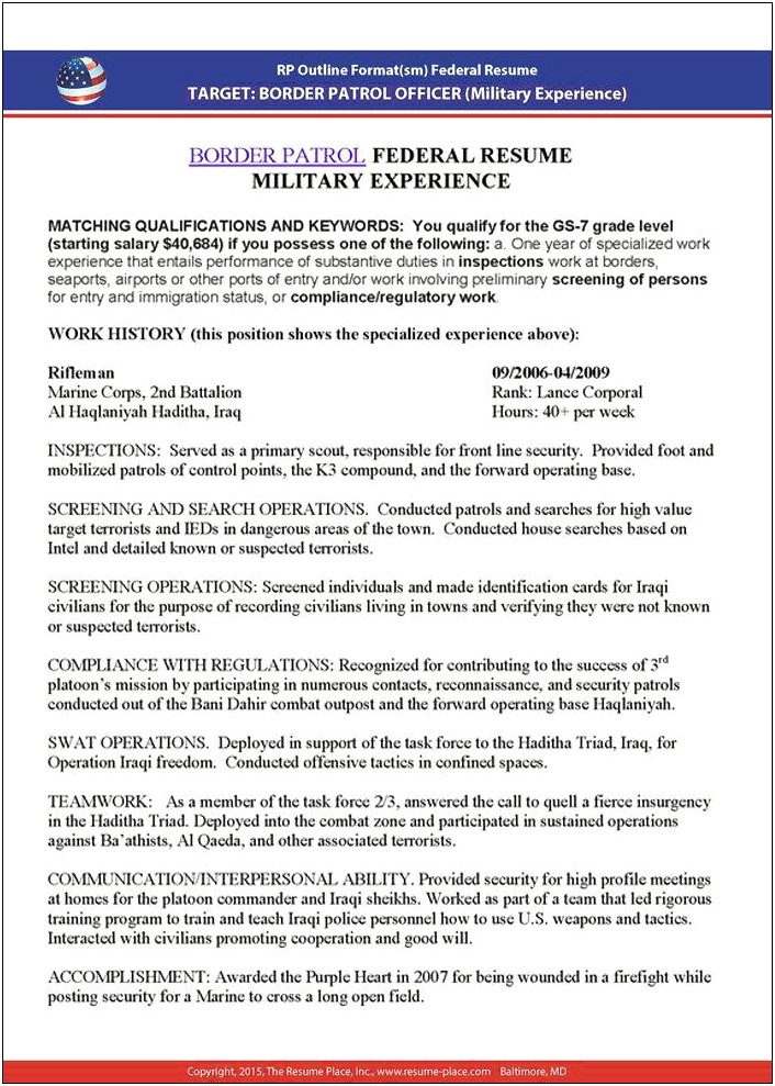 Example Of Resume For Federal