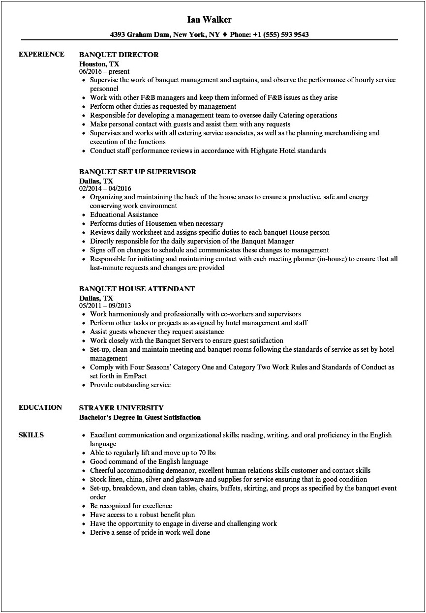 Example Of Resume For Houseman