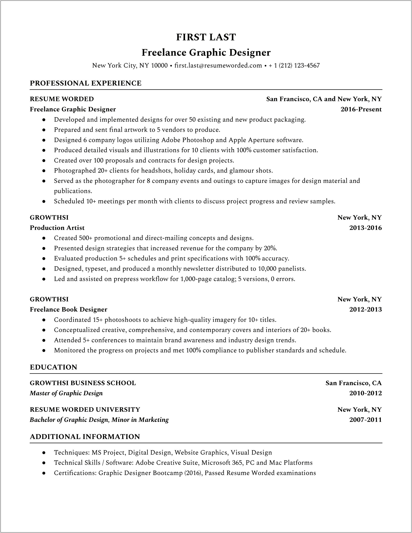 Example Of Resume For Self Employed