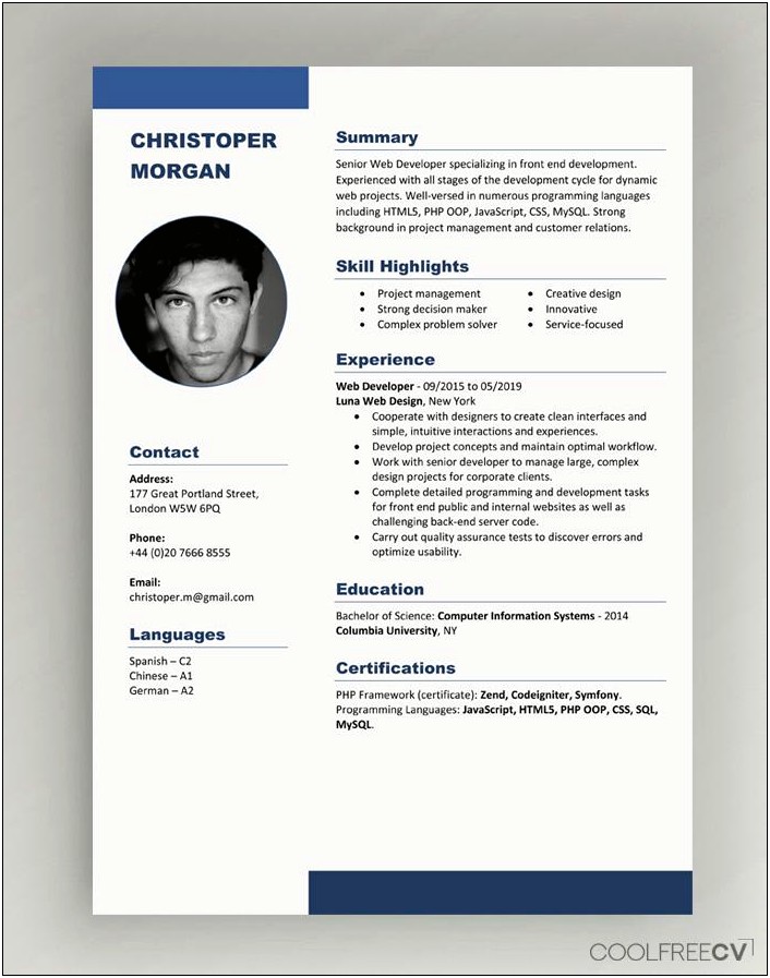 Example Of Resume In English Doc