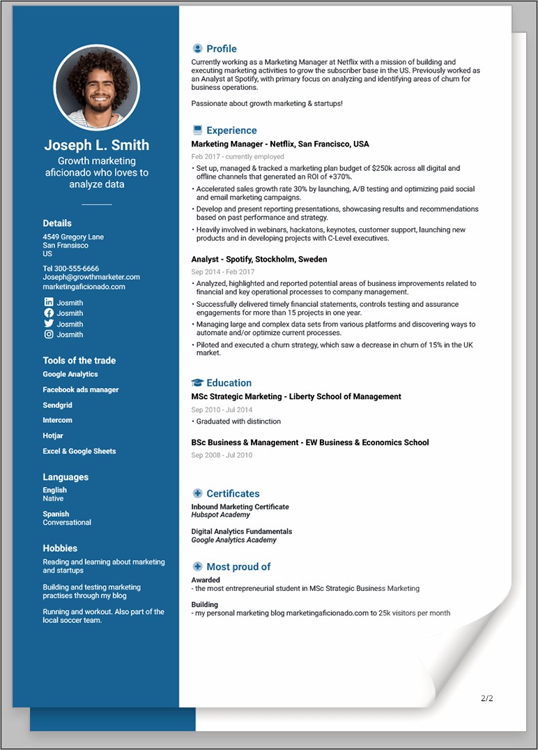 Example Of Resume Pdf Download