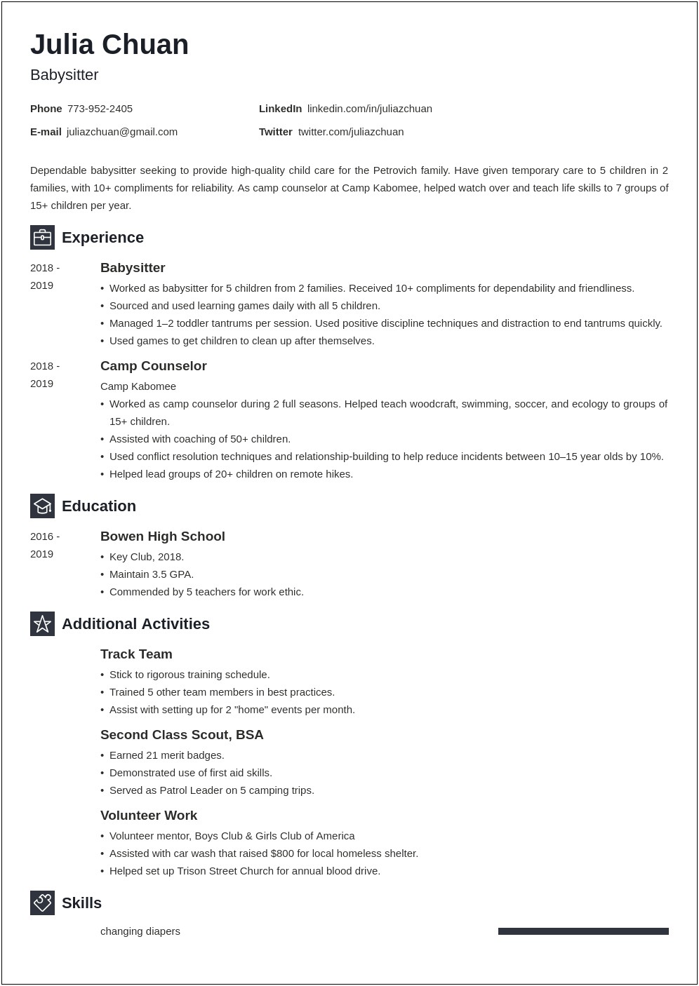 Example Of Resume Profile For Day Care Teacher