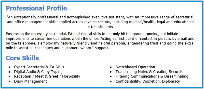 Example Of Resume Profile Section