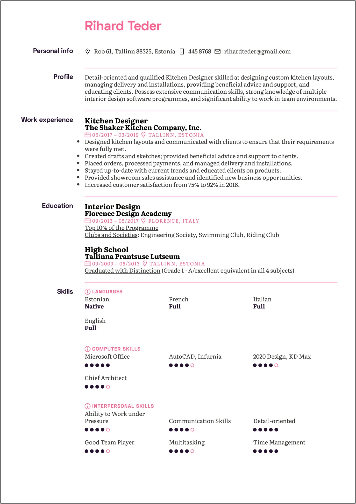 Example Of Resume Skills For A Furniture Mover