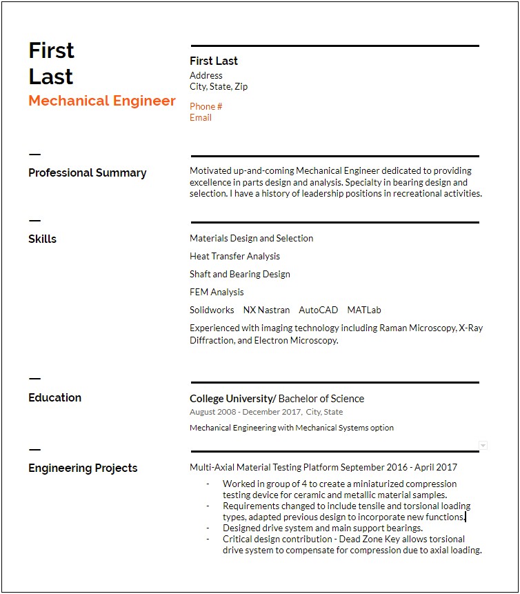 Example Of Resume With No Work Experiance