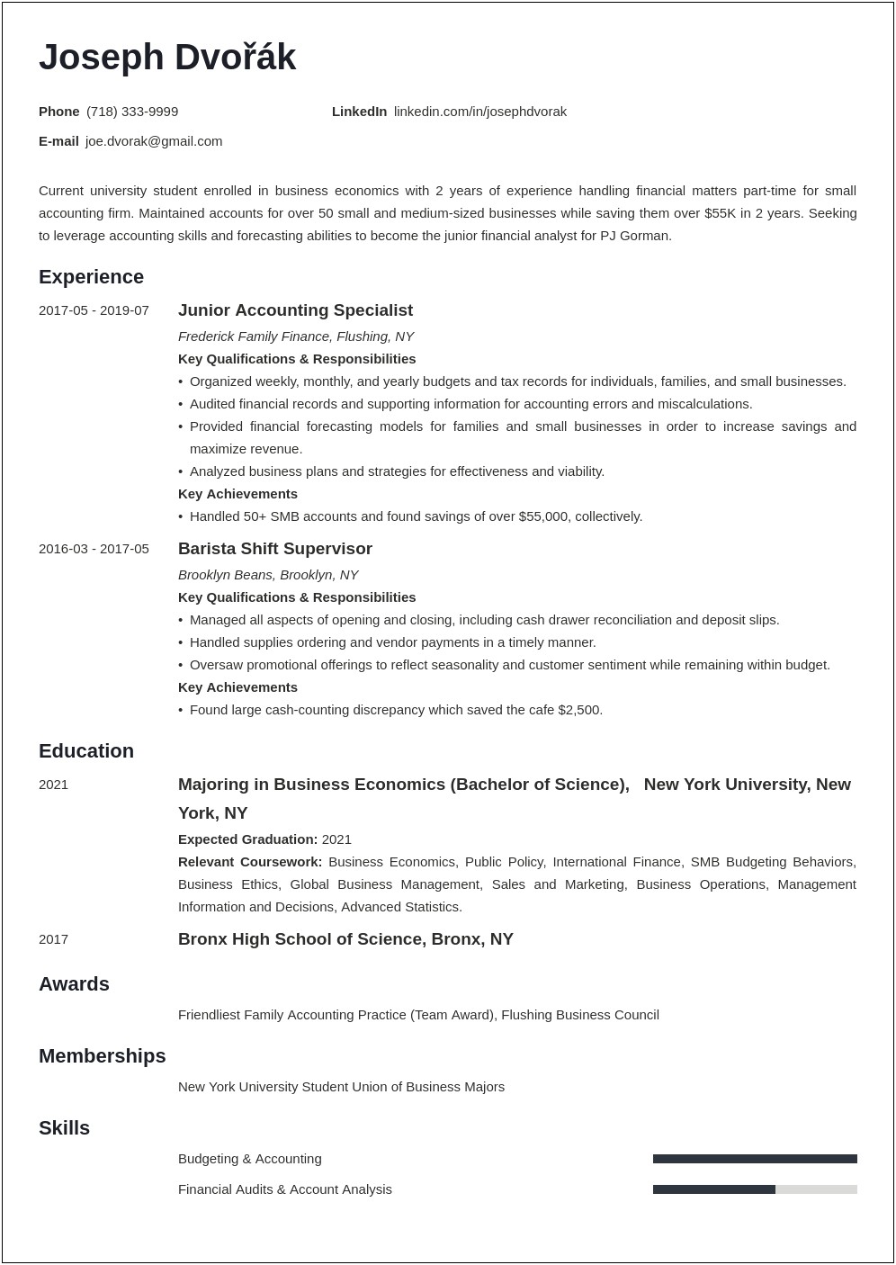 Example Of Resume Without College Degree