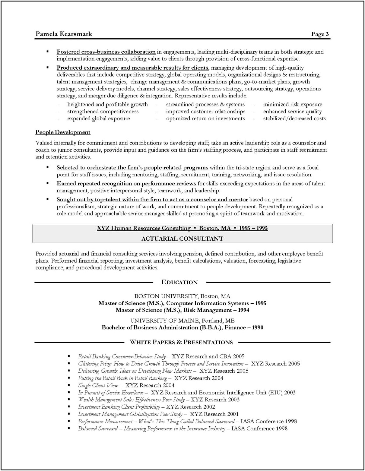 Example Of Retained Executive Search Consultant Resume