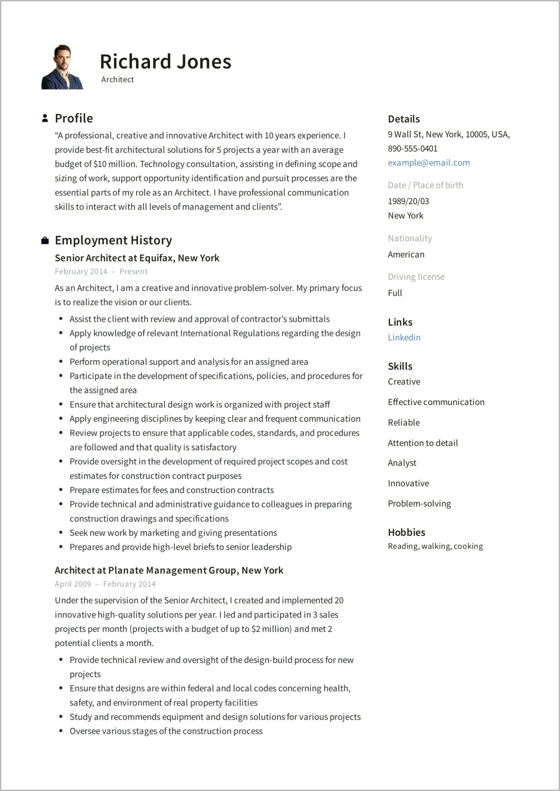 Example Of Solutions Architect Resume