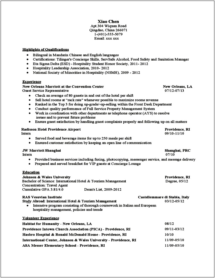 Example Of Study Abroad Experience On Resume