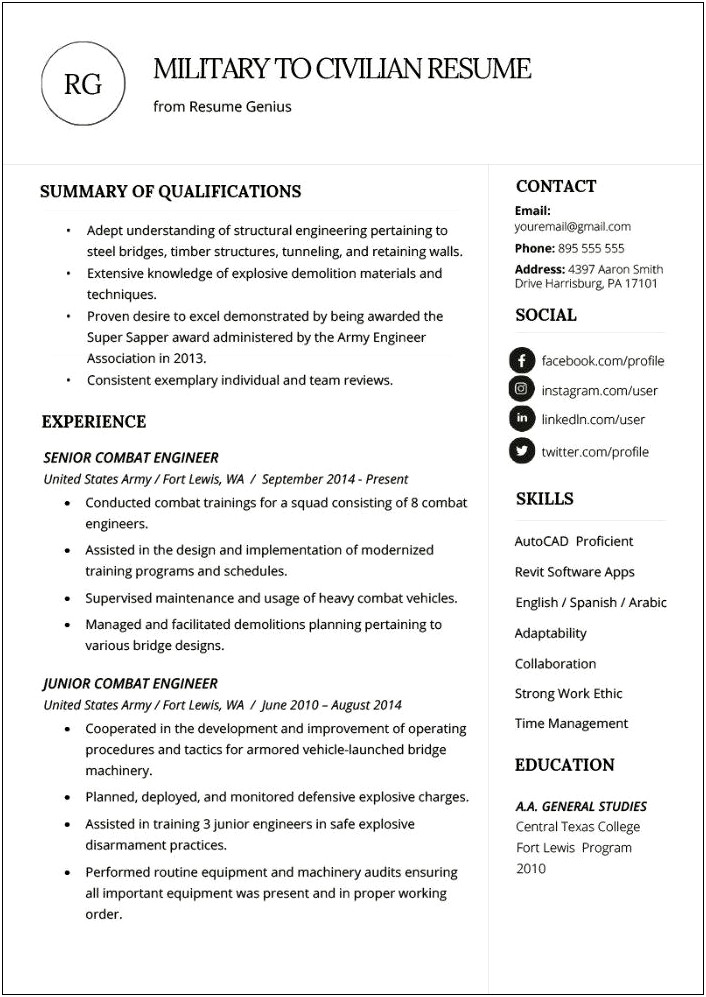 Example Of Targeted Military Resume