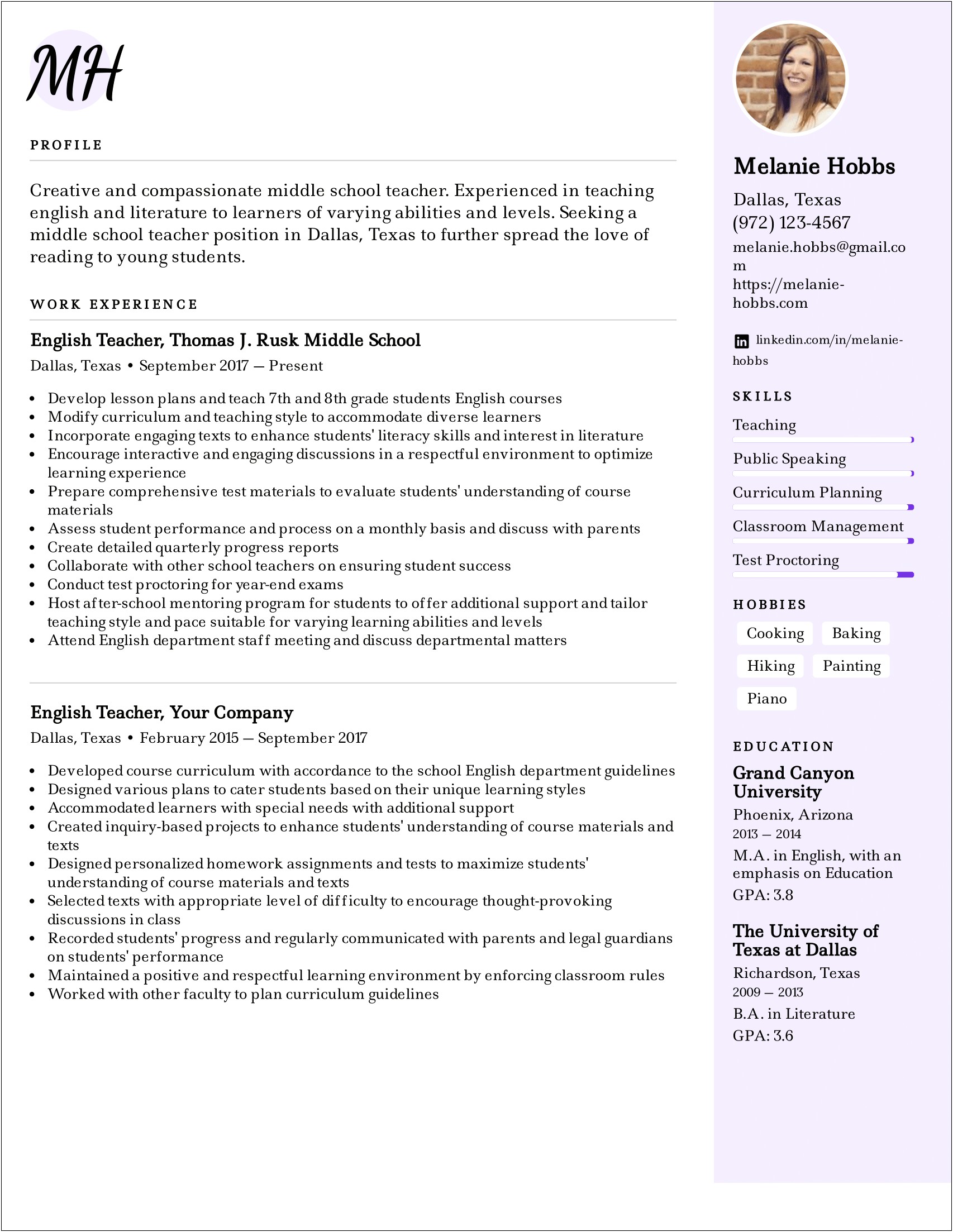 Example Of Teaching Assistant Resume