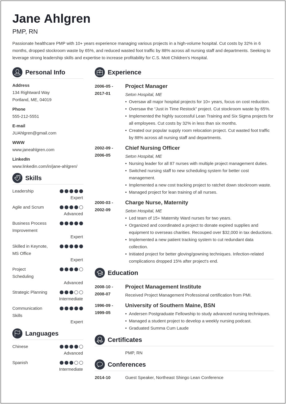 Example Of Text Version Of Resume