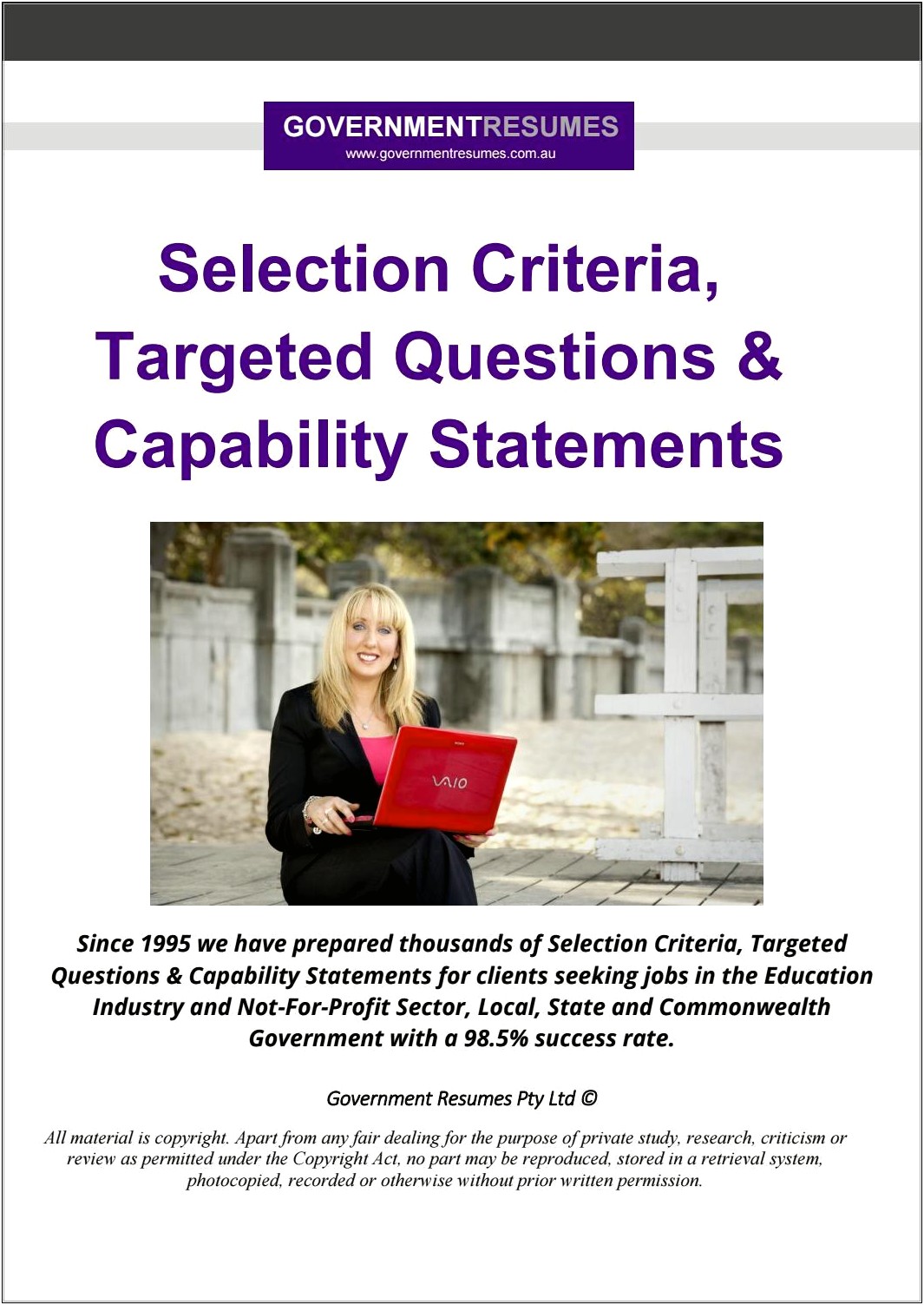 Example Resume Addressing Selection Criteria