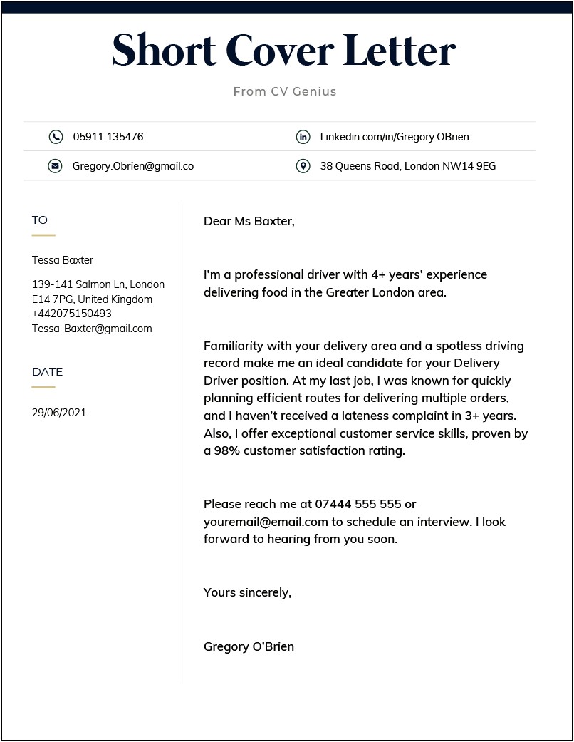 Example Resume Cover Letter Example
