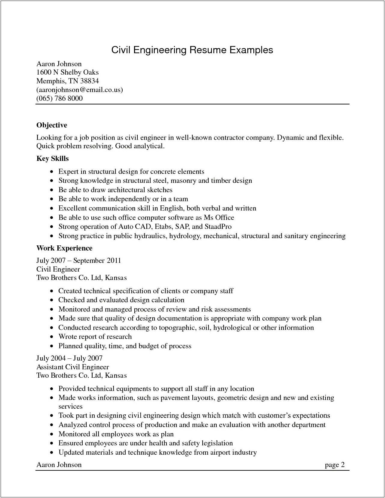 Example Resume Filled Out Computer Engineer