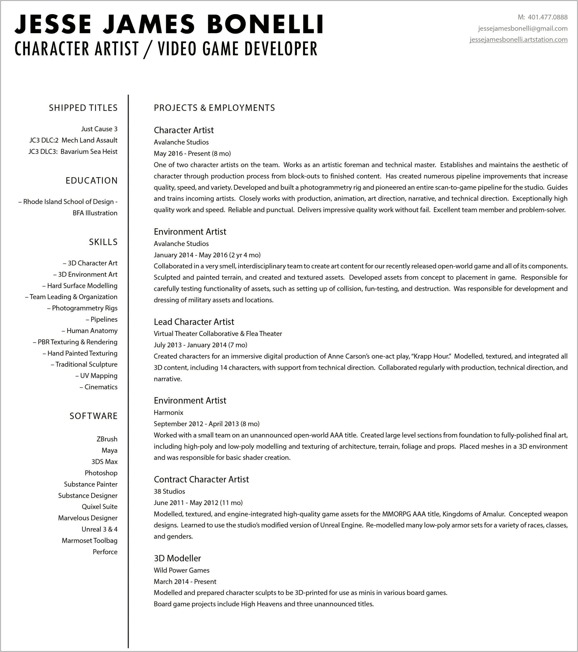 Example Resume For 3d Max Designer