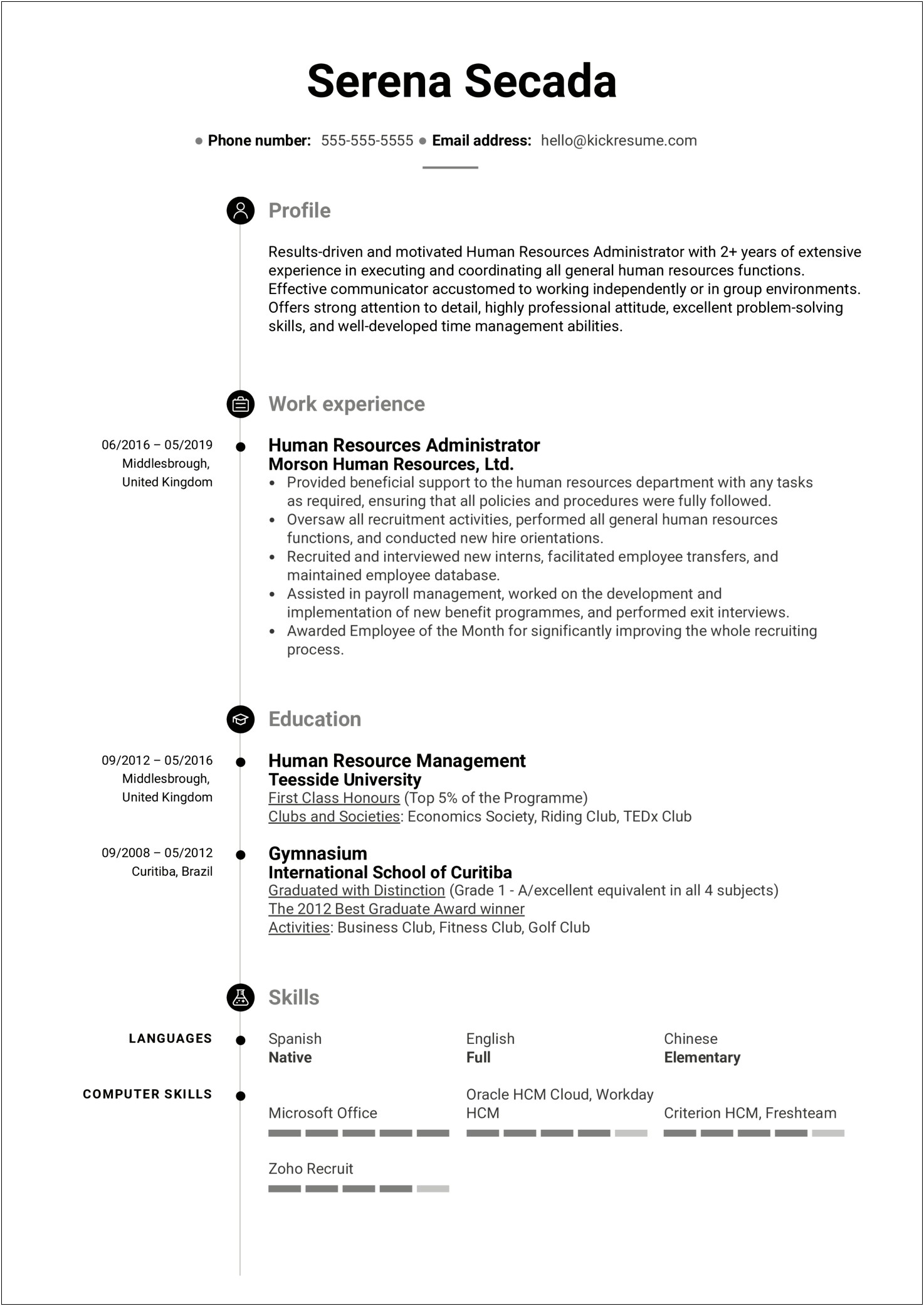 Example Resume For An Administrator