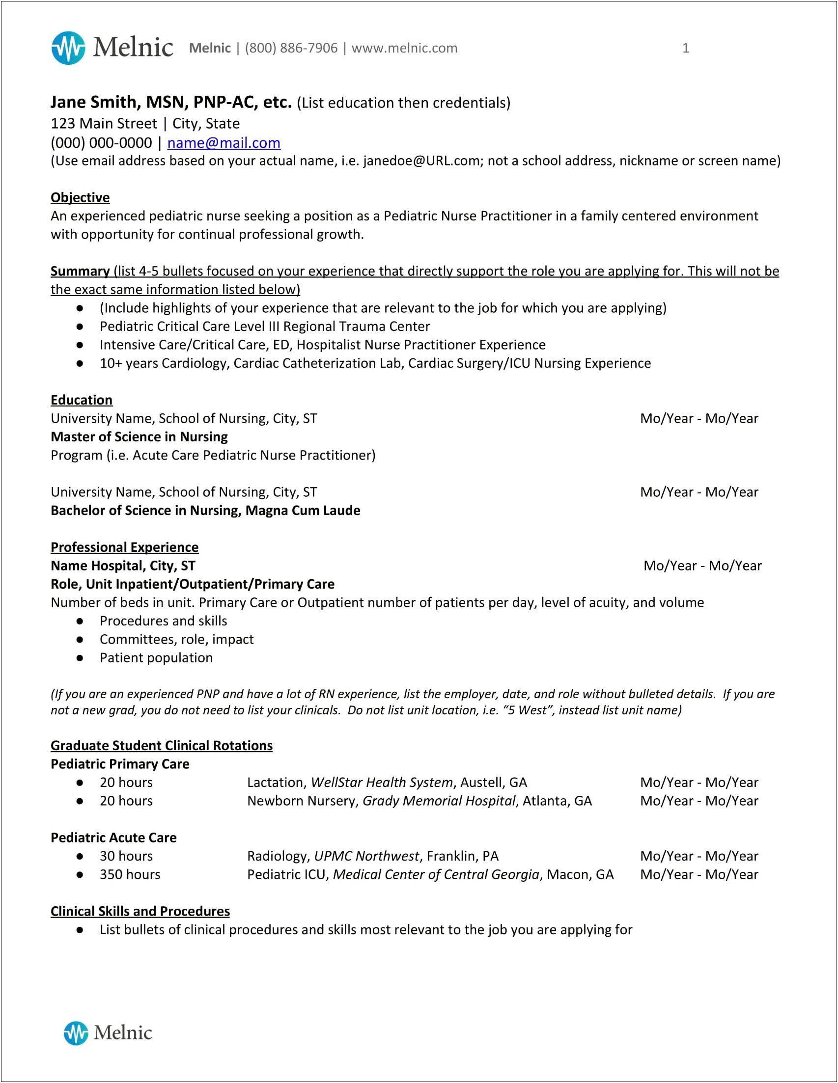 Example Resume For Apply To Np School