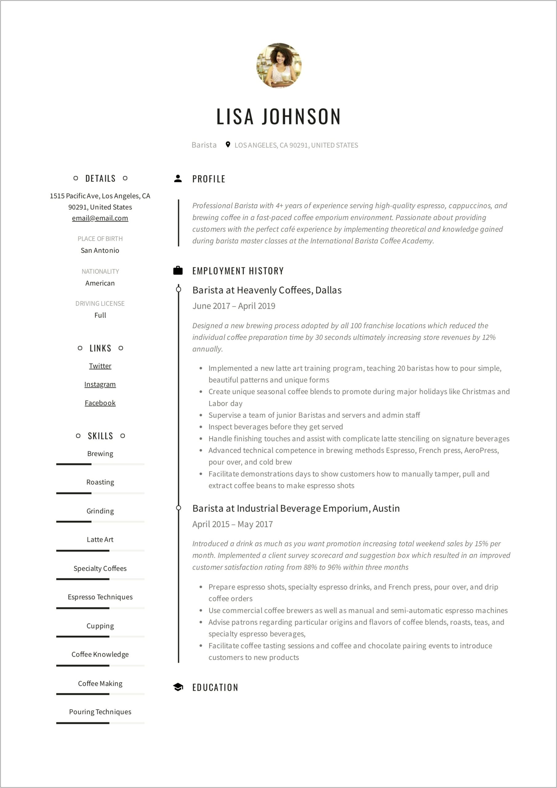 Example Resume For Brewery Worker Home Experience