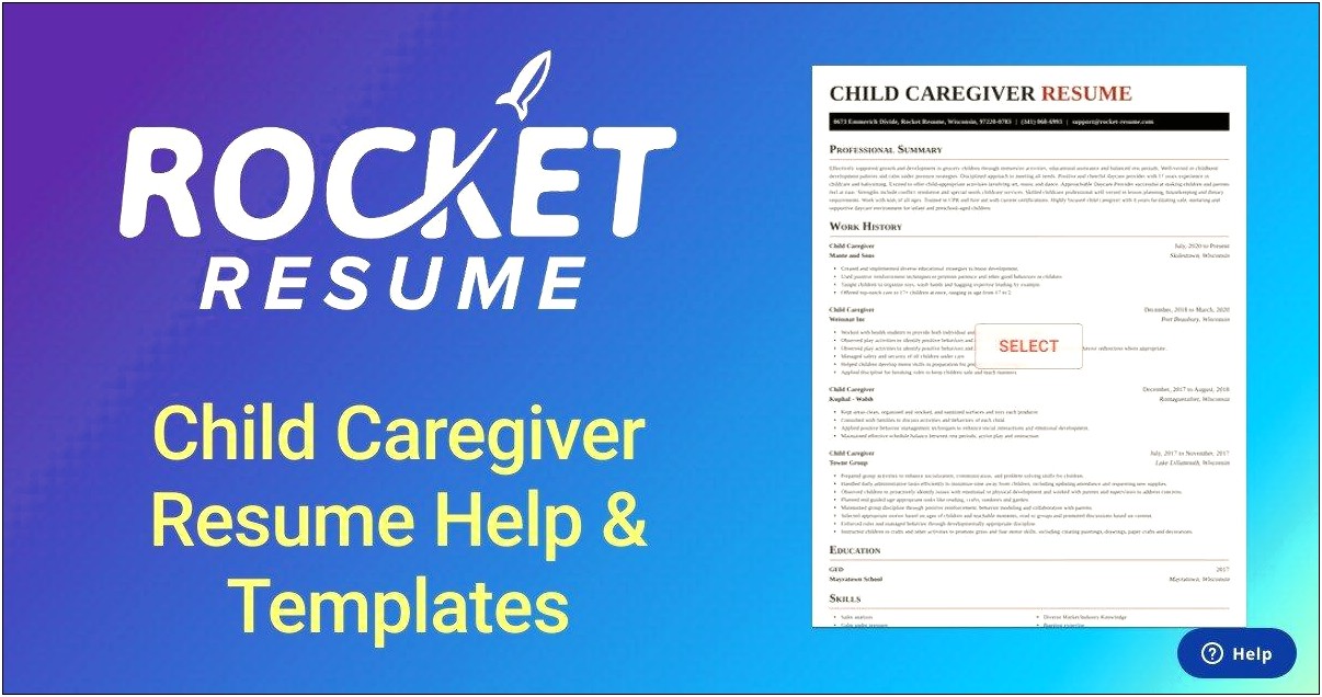 Example Resume For Care Taker Day Care