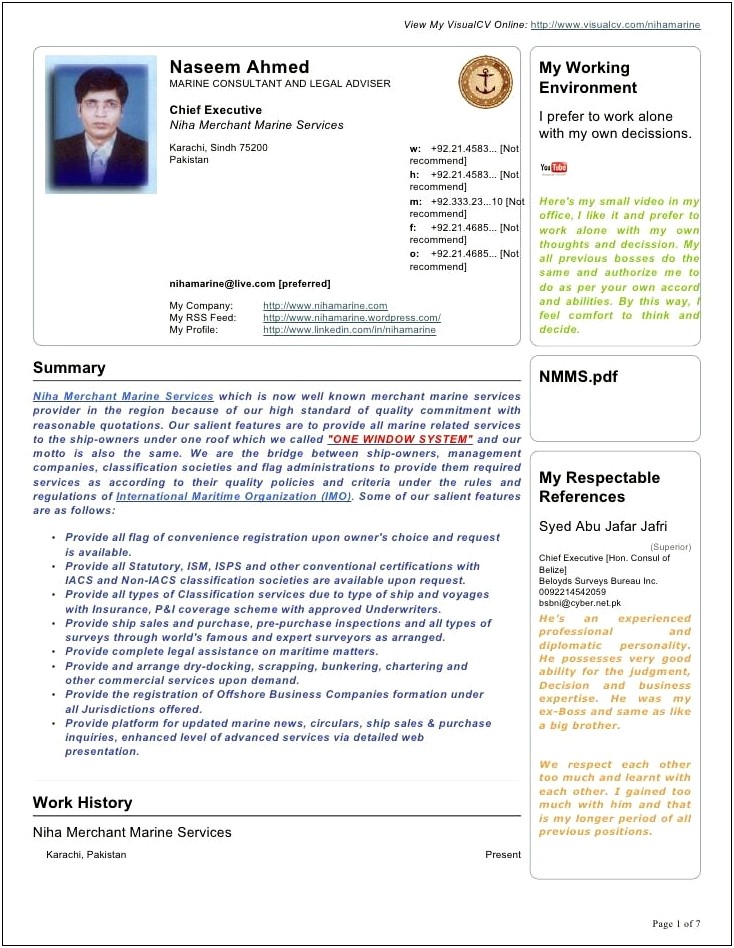 Example Resume For Chief Engineer