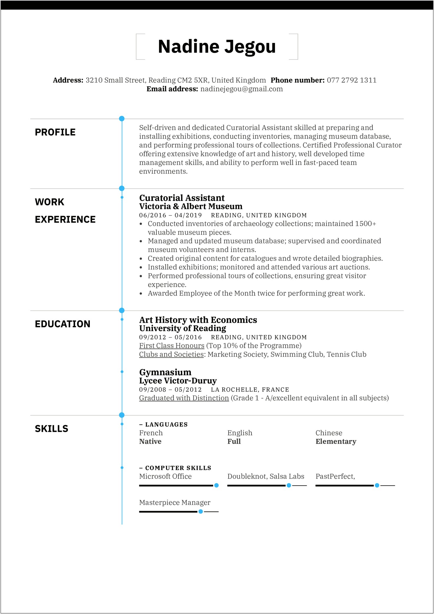 Example Resume For College Registrar