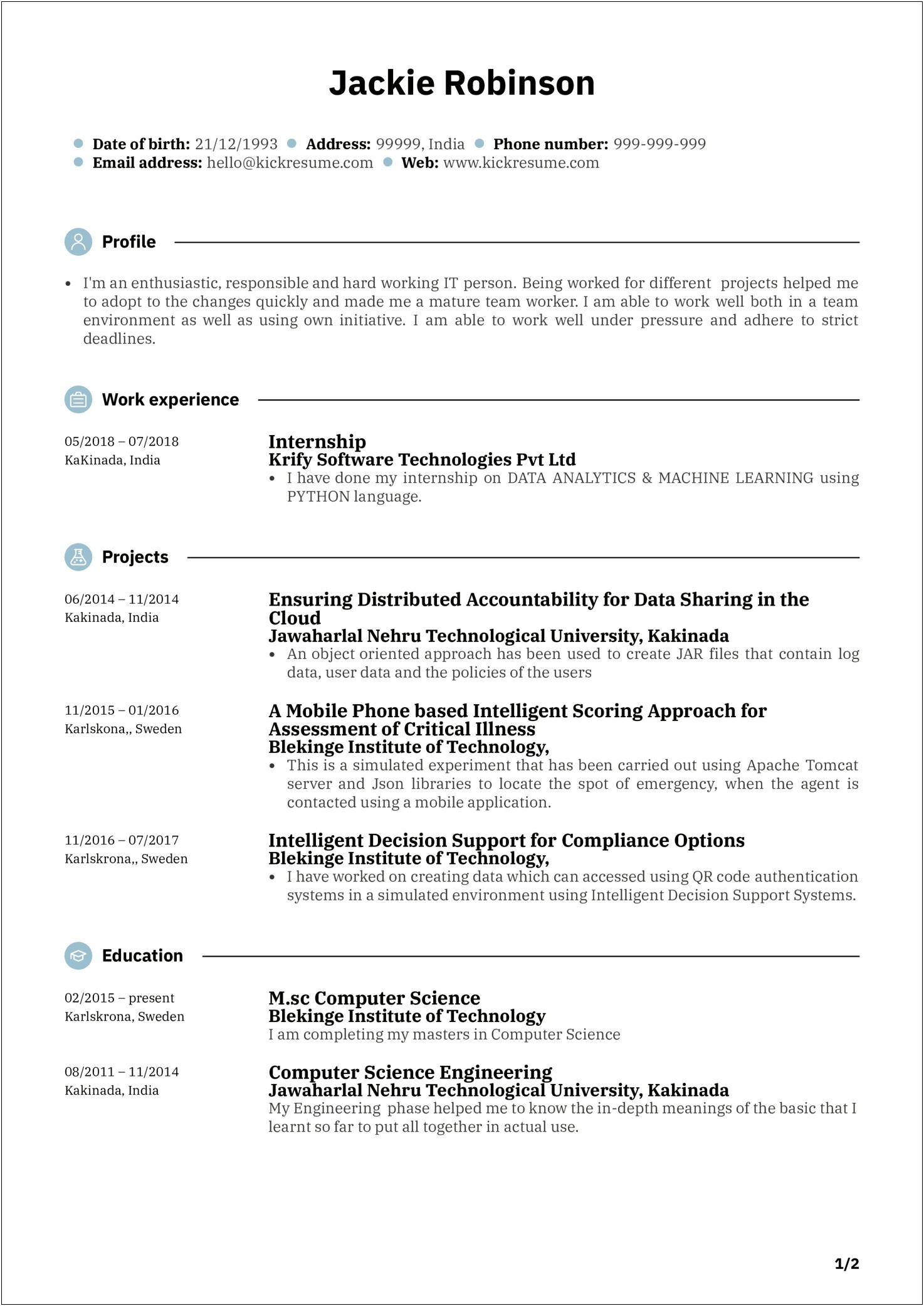 Example Resume For Computer Engineer