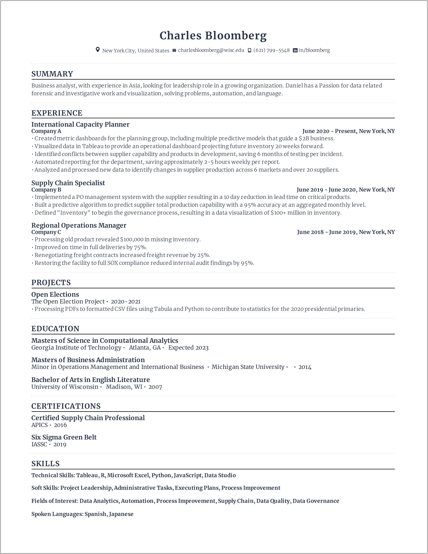 Example Resume For Forensic Science