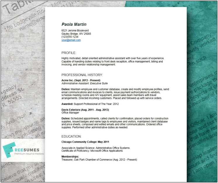 Example Resume For Office Position