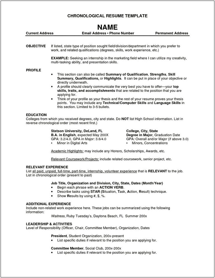 Example Resume For Social Club
