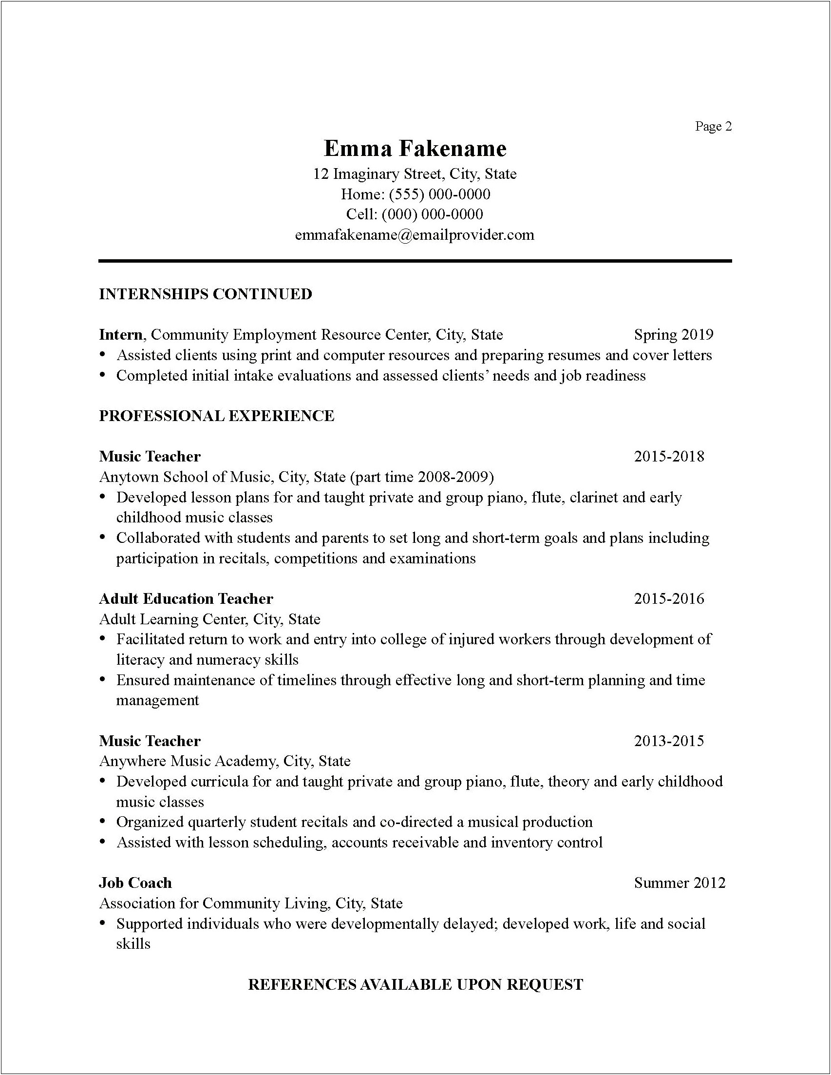 Example Resume Objective For Career Change