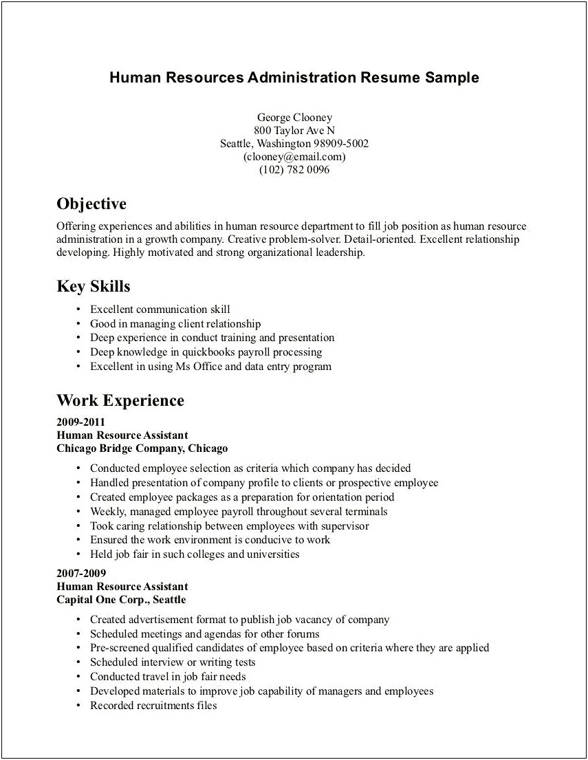Example Resume Objective For No Work Experience