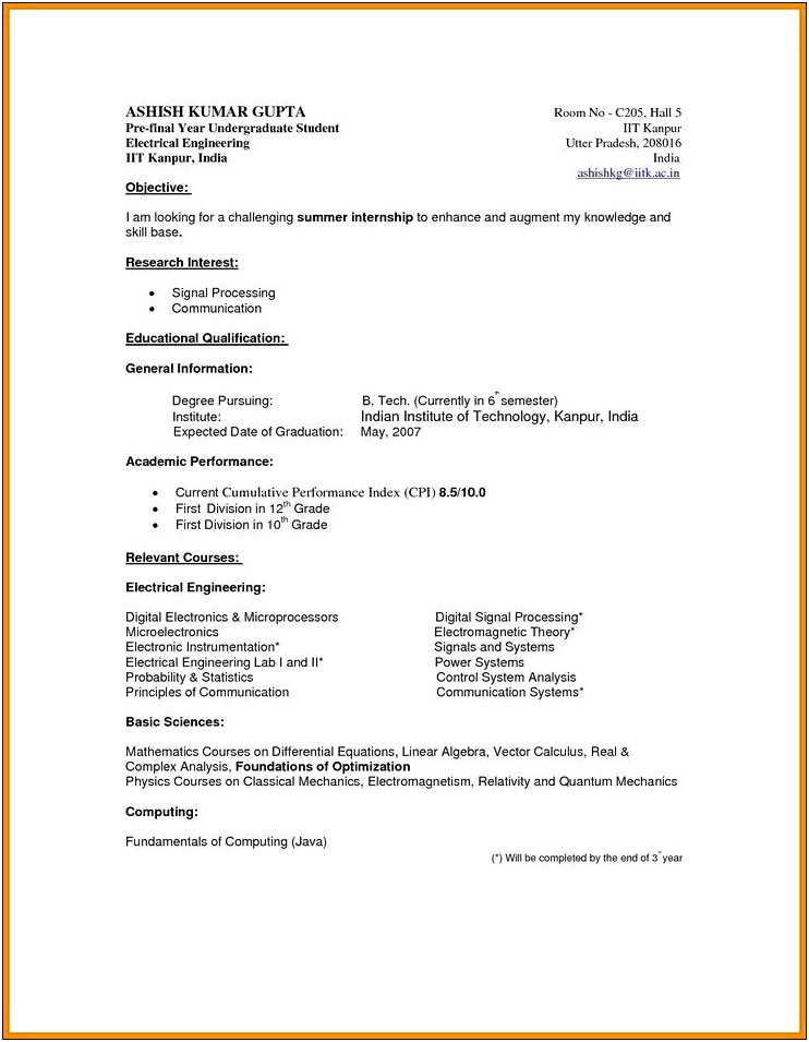 Example Resume Of Pursing College Degree